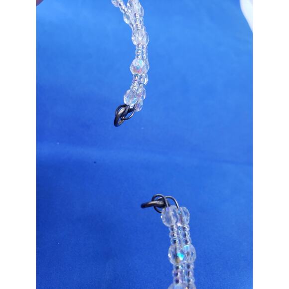 Vintage Aurora Borealis AB Crystal 3 Strand Choker Necklace Rhinestone - Picture 5 of 7